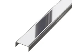 Profilé décoratif C en acier inoxydable pour carrelage Argent poli - 40 mm x 2440 mm x 0,65 ep.-Ilcom Outlet