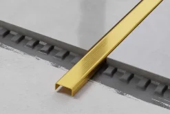 Profilé décoratif C en acier inoxydable pour carrelage Or satiné - 20 mm x 2700 mm x 0,65 ep.-Ilcom Clearance