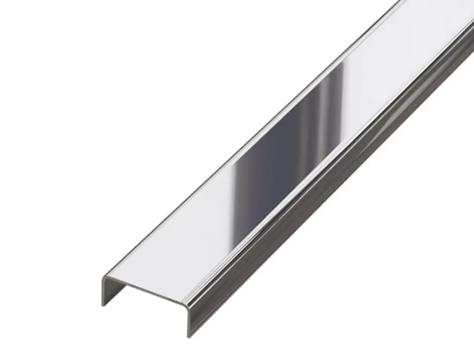 Profilé décoratif C en acier inoxydable pour carrelage Argent poli - 20 mm x 2700 mm x 0,65 ep.-Ilcom Clearance