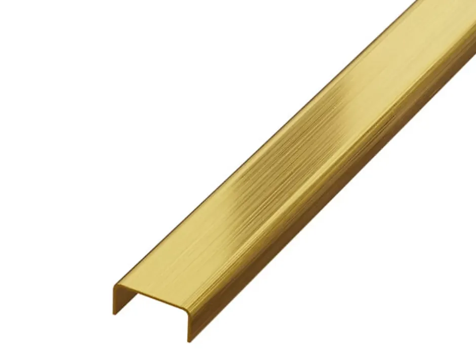 Profilé décoratif C en acier inoxydable pour carrelage Or satiné - 40 mm x 2440 mm x 0,65 ep.-Ilcom Clearance