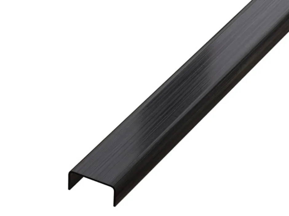Ilcom Profilé décoratif C en acier inoxydable pour carrelage Noir satiné - 20 mm x 2440 mm x 0,65 ep.