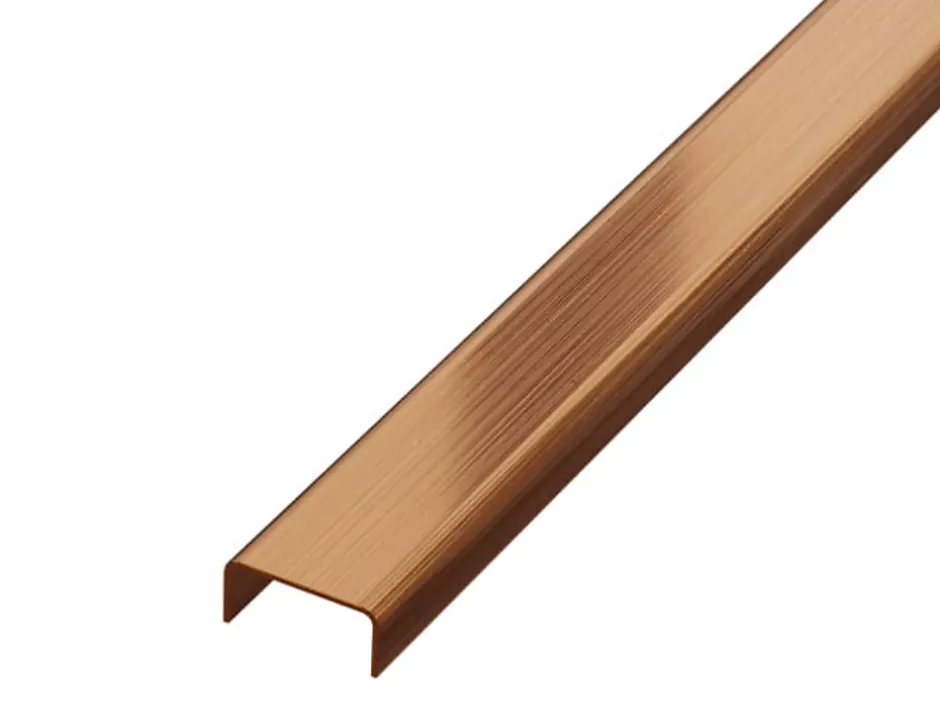 Profilé décoratif C en acier inoxydable pour carrelage Cuivre satiné - 10 mm x 2440 mm x 0,65 ep.-Ilcom Clearance