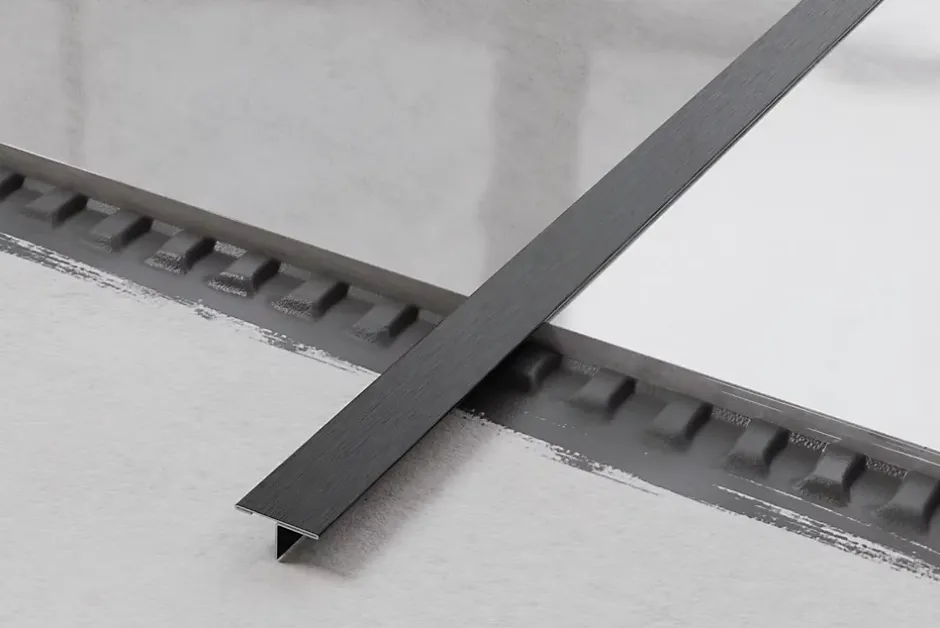 Profil décoratif T en acier inoxydable pour couvrir jonction Noir satiné - 20mm X 10mm X 2700mm-Ilcom Clearance