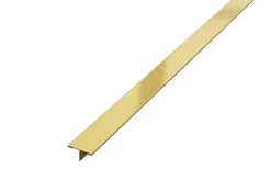Ilcom Profil décoratif T en acier inoxydable pour couvrir jonction Or satiné - 20mm X 10mm X 2440mm