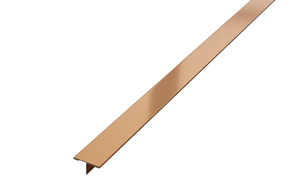 Ilcom Profil décoratif T en acier inoxydable pour couvrir jonction Cuivre satiné - 20mm X 10mm X 2440mm