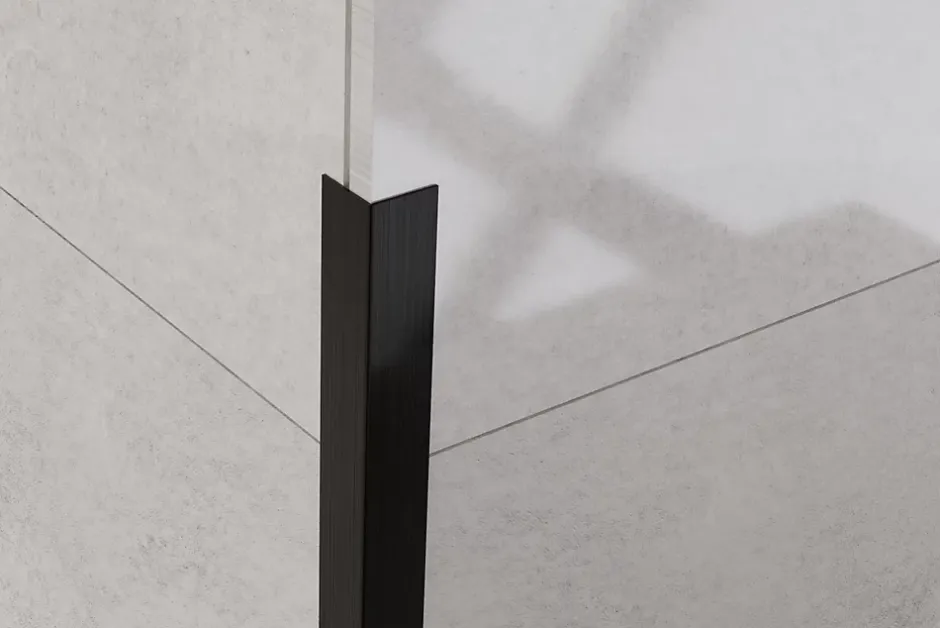 Profilé décoratif L Angle extérieur en acier inoxydable 30 mm x 30 mm x 2700 mm - noir satiné-Ilcom Sale