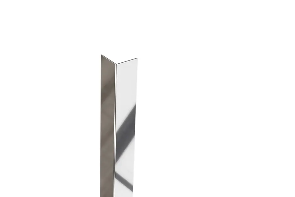 Ilcom Profilé décoratif L Angle extérieur en acier inoxydable 30 mm x 30 mm x 2700 mm - argent poli