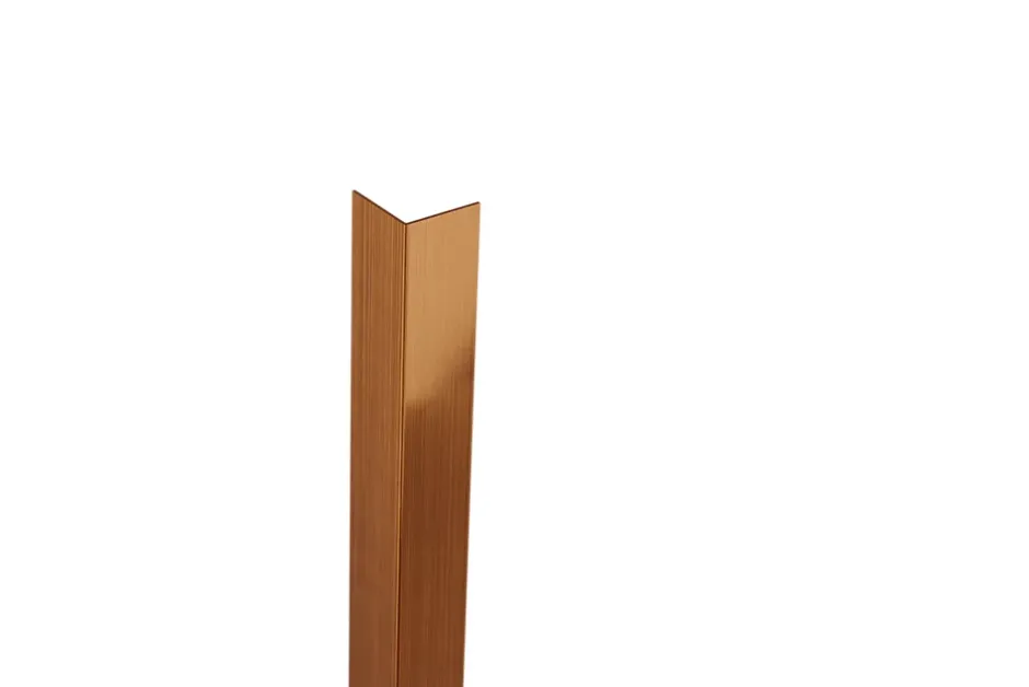 Ilcom Profilé décoratif L Angle extérieur en acier inoxydable 30 mm x 30 mm x 2700 mm - cuivre satiné