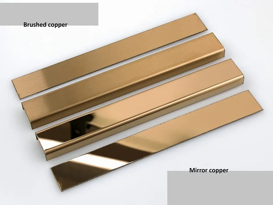 Ilcom Profilé décoratif L Angle extérieur en acier inoxydable 30 mm x 30 mm x 2700 mm - cuivre satiné