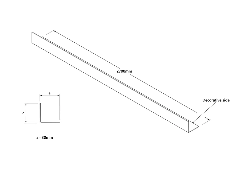 Profilé décoratif Li Angle intérieur en acier inoxydable 30 mm x 30 mm x 2700 mm - or satiné-Ilcom Discount