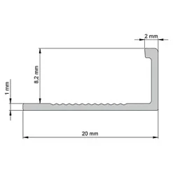 Diall Profilé de carrelage intérieur droit aluminium brut chromé lisse L.2,5m x l.2,2cm x ep.8mm