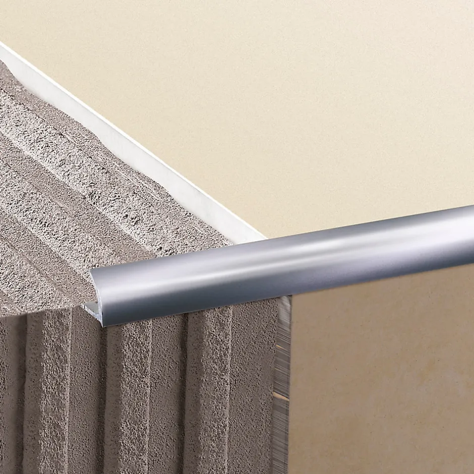 Profilé de carrelage intérieur rond aluminium effet chromé poli L.2,5m x l.2,65cm x ep.6mm-Diall Outlet