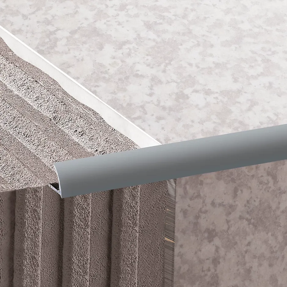 Profilé de carrelage intérieur 1/4 rond PVC gris clair L.2,5m x l.2,7 cm x ep.9mm-Diall Sale