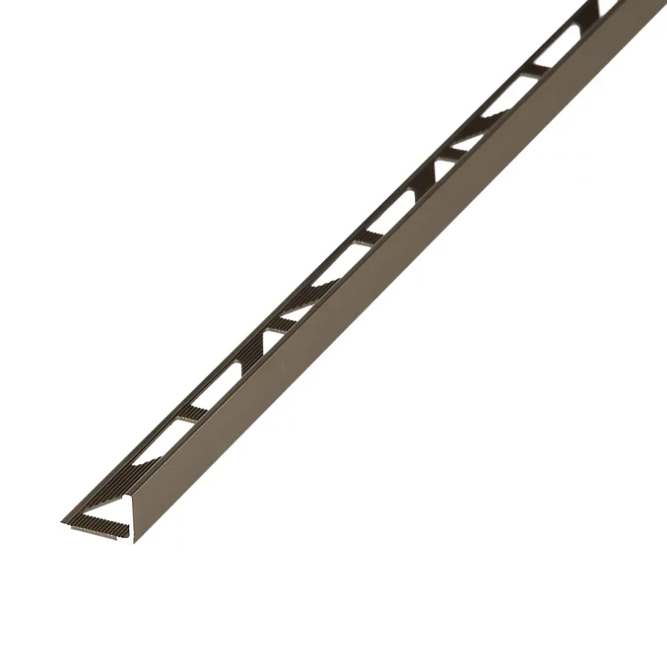 Diall Profilé de carrelage intérieur droit aluminium champagne brossé texturé L.2,5m x l.1,74cm x ep.20mm