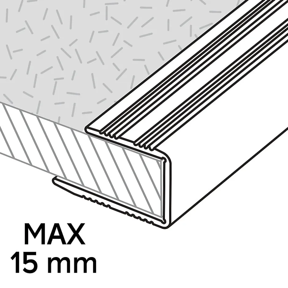 GoodHome Profilé de finition en U en aluminium pour sol , décor métal mat 15,5 x 1 800 mm