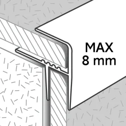 GoodHome Profilé de rénovation de marche en aluminium décor métal mat 16 x 25 x 1800 mm
