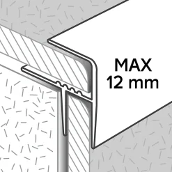 GoodHome Profilé de rénovation de marche en aluminium décor métal mat 21 x 30 x 900 mm.
