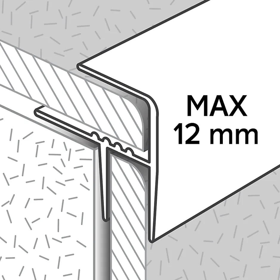 GoodHome Profilé de rénovation de marche en aluminium décor métal mat 21 x 30 x 900 mm.