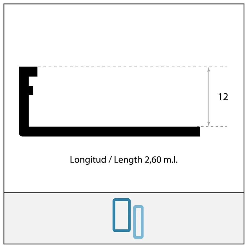 Profilé LAQUÉ BLANC MAT INTÉRIEUR/EXTÉRIEUR 12mm décoratif pour Carrelage Mural. Aluminium Laqué L.2,60m x 12mm. Luxury White-Lux Mosaic Sale