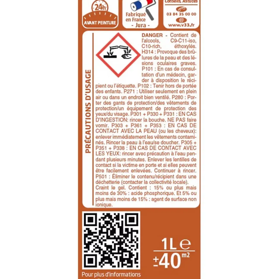 Préparateur rénovation sols carrelés incolore 1L-V33