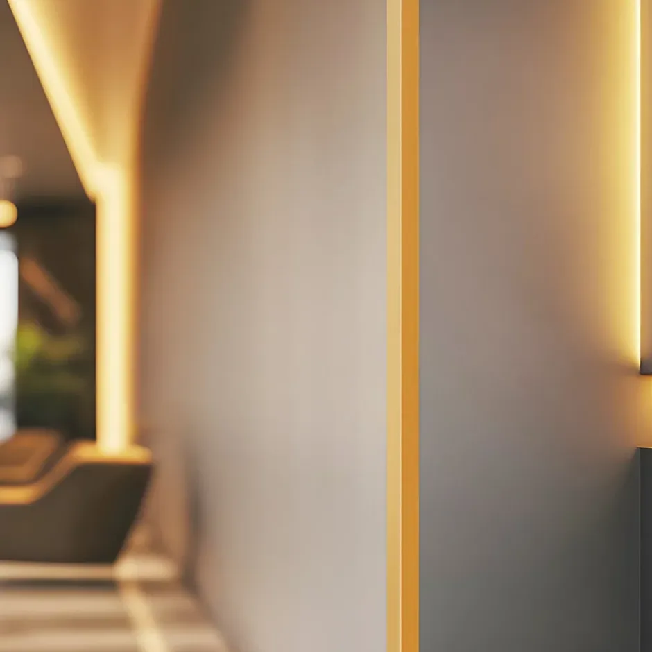 Quest Cornière PVC 50x50 mm de protection et de décoration, baguette d'angle de finition, profilé L, KT, rigide, l'or, 200 cm