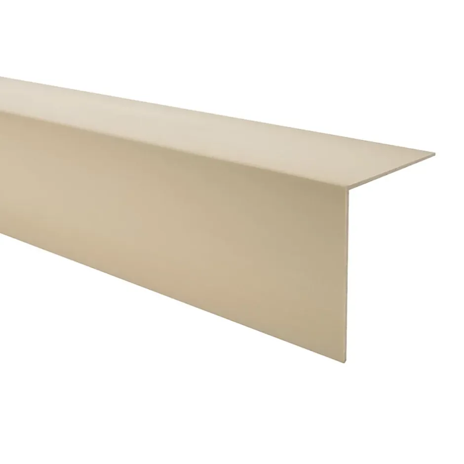 Quest Cornière PVC 50x50 mm de protection et de décoration, baguette d'angle de finition, profilé L, KT, rigide, beige, 150 cm