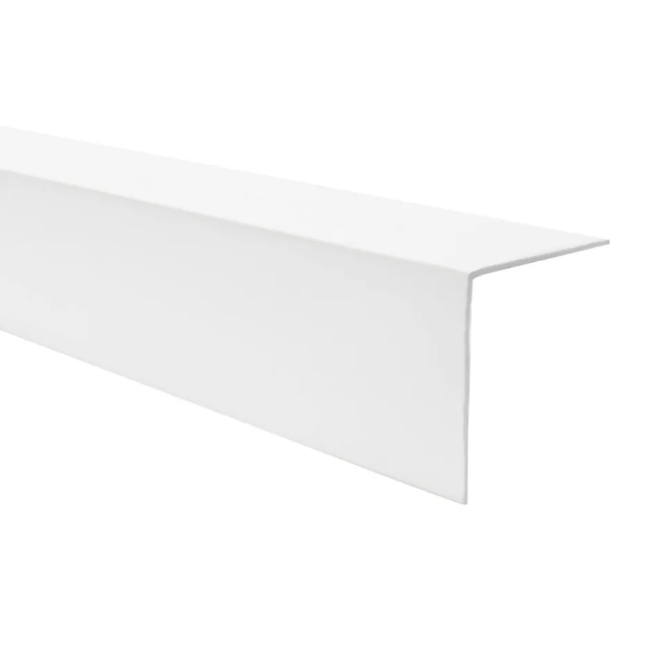 Quest Cornière PVC 35x18 mm de protection et de décoration, baguette d'angle de finition, profilé L, KT, rigide, blanc, 200 cm