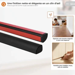 Quest Moulure Décorative Adhesive 10 mm, Quart de Rond PVC flexible - 3 mètres, chêne clair