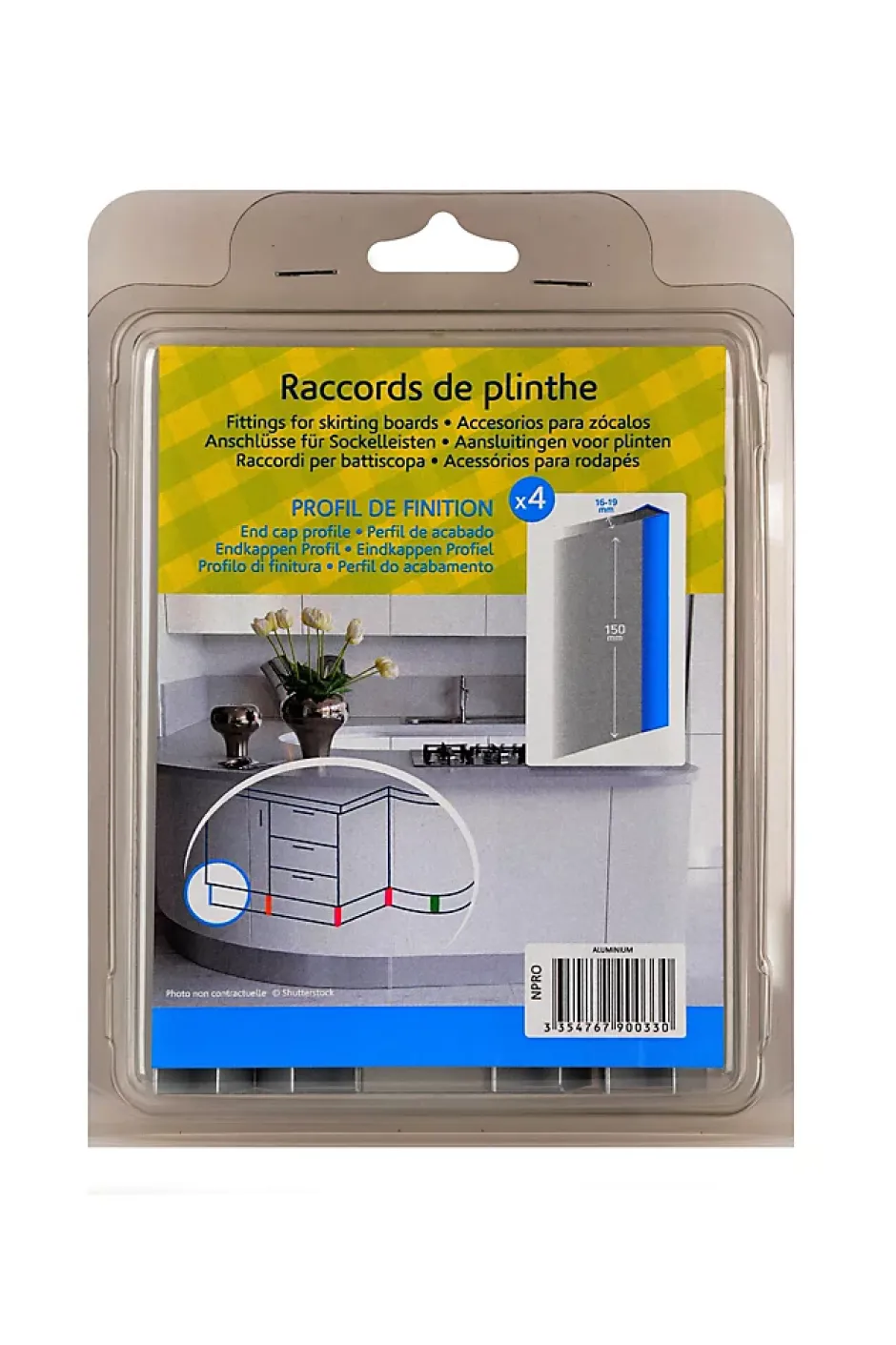 Raccord de finition de plinthe de cuisine Nordlinger 16/19 mm, gris x 4-Nordlinger Pro Outlet