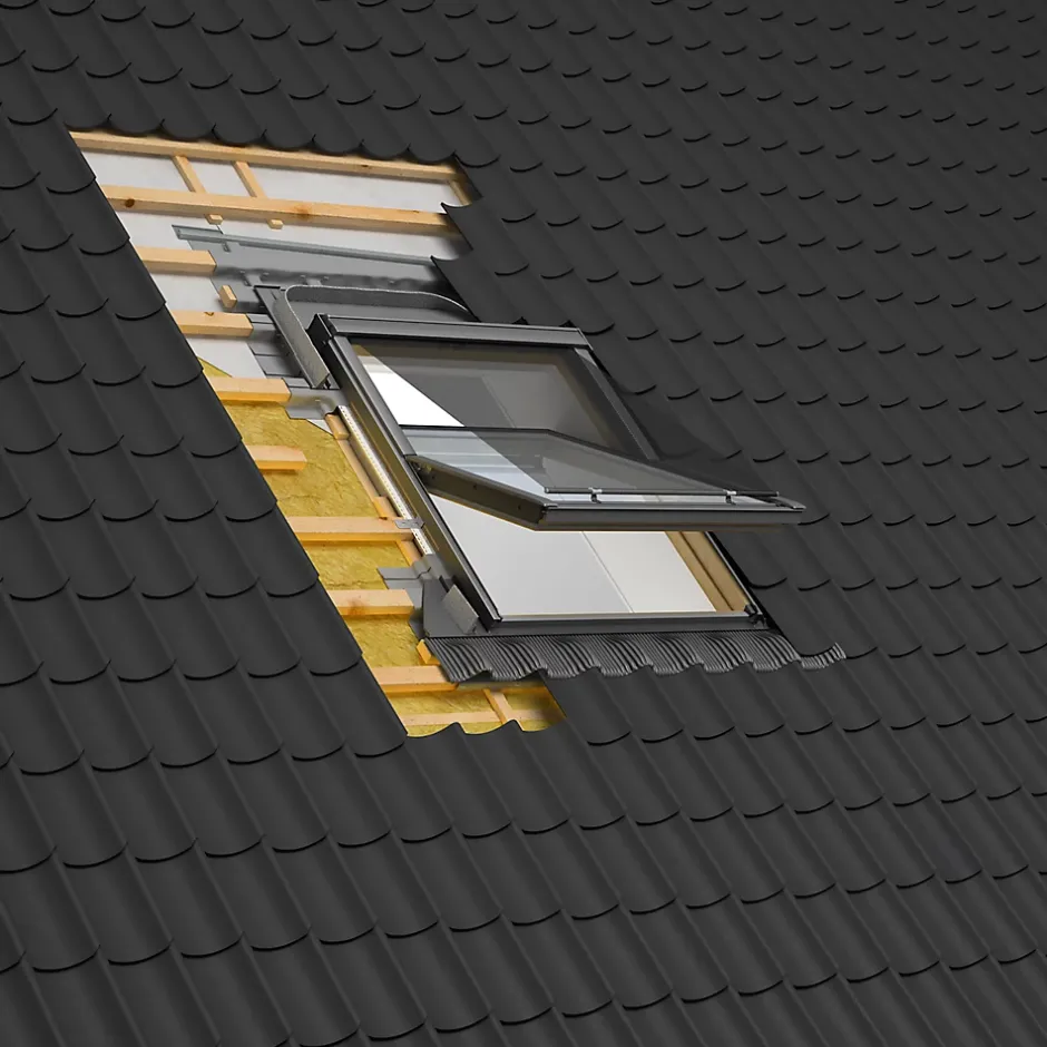 Velux Raccord fenêtre de toit simple sur tuiles EDW UK04 rouge