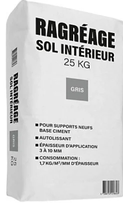 Ragréage sol intérieur pour supports neufs gris 25kg