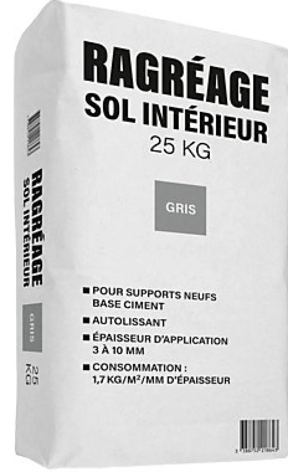 Ragréage sol intérieur pour supports neufs gris 25kg