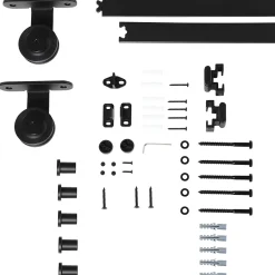 Rail porte coulissante 2 m avec quincaillerie - kit de rail pour porte coulissante 100Kg - acier au carbone noir-Homcom Sale