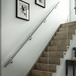 Rampe arrondie pour escalier en acier coloris argent-Fortia