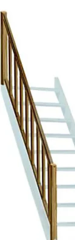 Kordo Rampe balustre rectangle sapin escalier 1/4 tournant