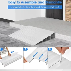 Rampe de seuil de Porte Charge 317KG Hauteur réglable Cadre en Aluminium Robuste Surface Antidérapante-Giantex Best