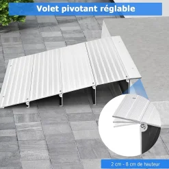 Rampe de seuil de Porte Charge 317KG Hauteur réglable Cadre en Aluminium Robuste Surface Antidérapante-Giantex Outlet