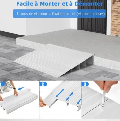 Rampe de seuil de Porte Charge 317KG Hauteur réglable Cadre en Aluminium Robuste Surface Antidérapante-Giantex Outlet