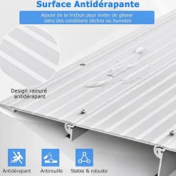 Rampe de seuil de Porte Charge 317KG Hauteur réglable Cadre en Aluminium Robuste Surface Antidérapante-Giantex Outlet