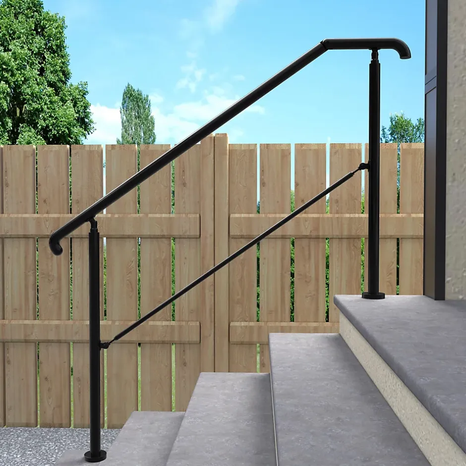 AICA Sanitaire Rampe d'escalier L.162cm - acier inox 201 - 4 à 5 Marches - Noir Garde Corps - Angle Reglable de 0-60 - Exterieur et Interieur