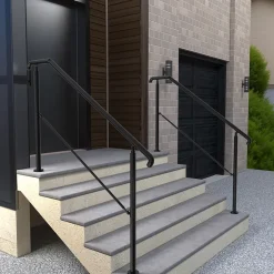 AICA Sanitaire Rampe d'escalier L.162cm - acier inox 201 - 4 à 5 Marches - Noir Garde Corps - Angle Reglable de 0-60 - Exterieur et Interieur