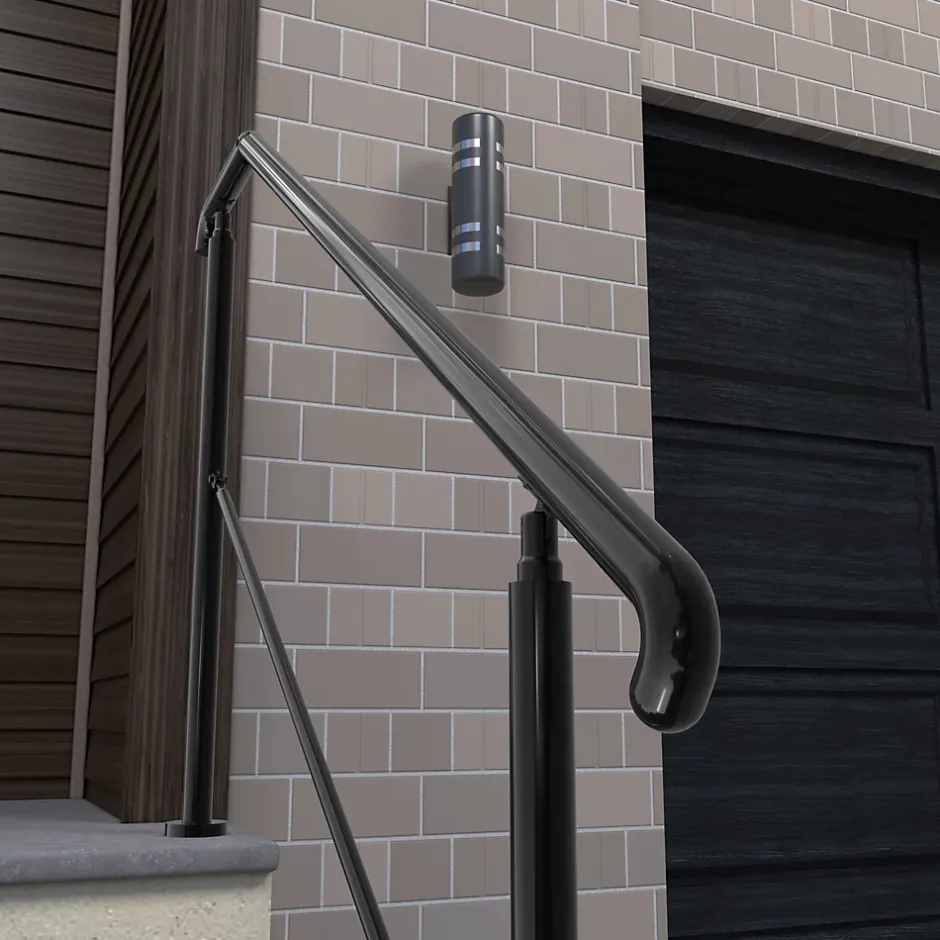 AICA Sanitaire Rampe d'escalier L.162cm - acier inox 201 - 4 à 5 Marches - Noir Garde Corps - Angle Reglable de 0-60 - Exterieur et Interieur