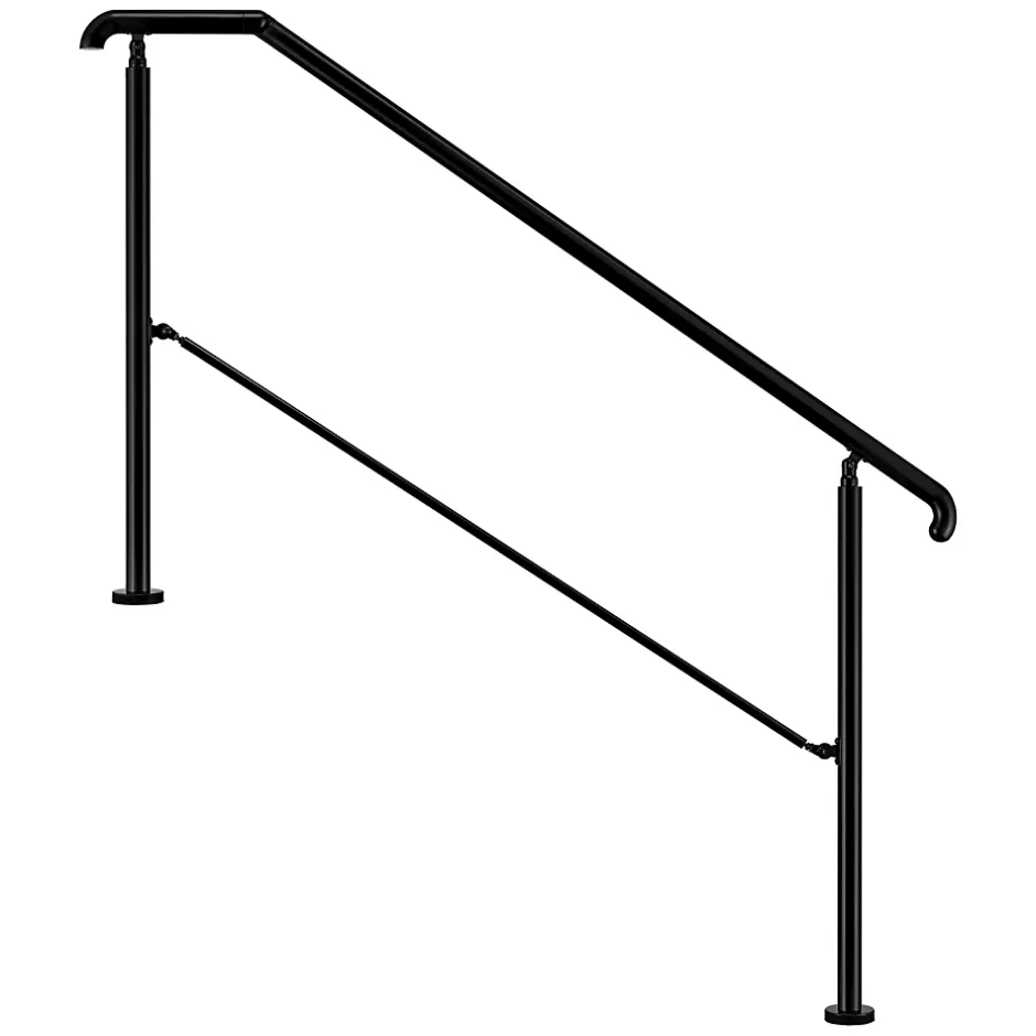 AICA Sanitaire Rampe d'escalier L.162cm - acier inox 201 - 4 à 5 Marches - Noir Garde Corps - Angle Reglable de 0-60 - Exterieur et Interieur