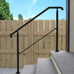 AICA Sanitaire Rampe d'escalier L.136cm - acier inox 201 - 3 à 4 Marches - Noir Garde Corps - Angle Reglable de 0-60 - Exterieur et Interieur