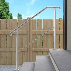 AICA Sanitaire Rampe d'escalier L.136cm - acier inox 201 - 3 à 4 Marches - Argent Garde Corps - Angle Reglable de 0-60 - Exterieur et Interieur
