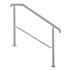 AICA Sanitaire Rampe d'escalier L.136cm - acier inox 201 - 3 à 4 Marches - Argent Garde Corps - Angle Reglable de 0-60 - Exterieur et Interieur