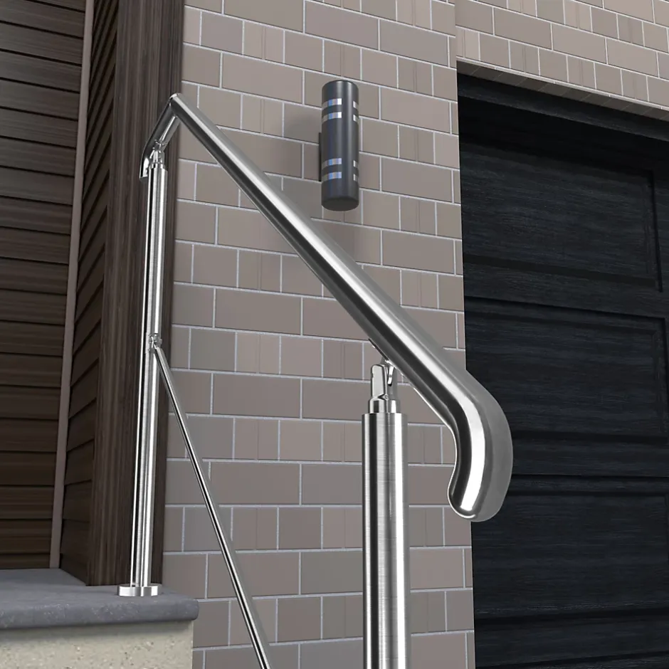 AICA Sanitaire Rampe d'escalier L.162cm - acier inox 201 - 4 à 5 Marches - Argent Garde Corps - Angle Reglable de 0-60 - Exterieur et Interieur