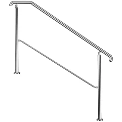 AICA Sanitaire Rampe d'escalier L.162cm - acier inox 201 - 4 à 5 Marches - Argent Garde Corps - Angle Reglable de 0-60 - Exterieur et Interieur