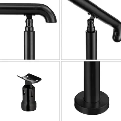 Rampe d'escalier L.108cm - acier inox 201 - 2 à 3 Marches - Noir Garde Corps - Angle Reglable de 0-60 - Exterieur et Interieur-AICA Sanitaire Outlet