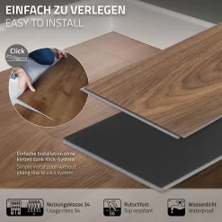 Ml-Design Revêtement de sol à clic en PVC 7,7m²/35 planches 122x18cm marron aspect chêne bois